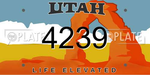 4239 Utah License Plate