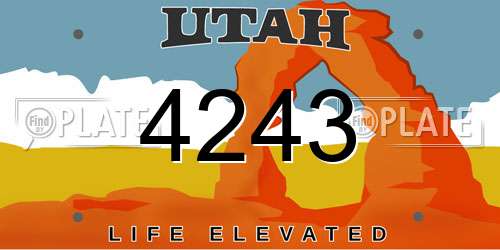 4243 Utah License Plate