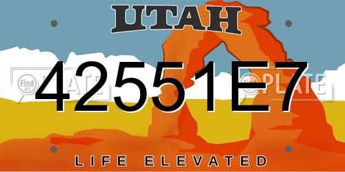 42551E7 Utah License Plate