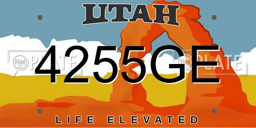 4255GE Utah License Plate