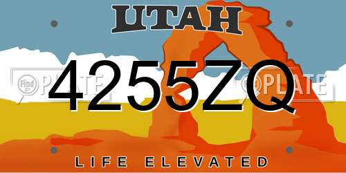 4255ZQ Utah License Plate