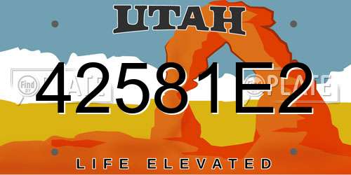 42581E2 Utah License Plate