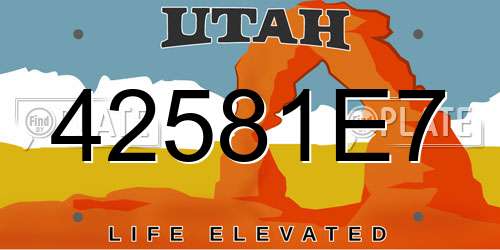 42581E7 Utah License Plate