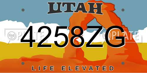 4258ZG Utah License Plate