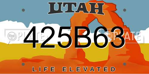 425B63 Utah License Plate