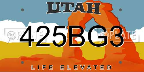 425BG3 Utah License Plate