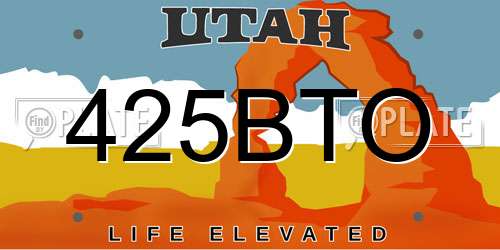 425BTO Utah License Plate