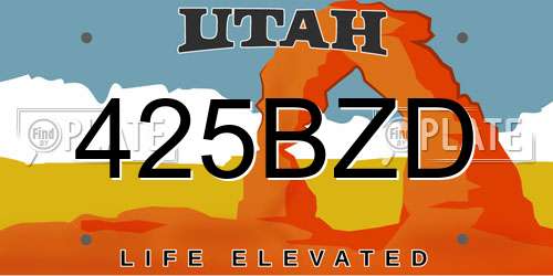 425BZD Utah License Plate