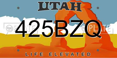 425BZQ Utah License Plate