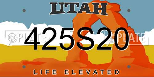 425S20 Utah License Plate