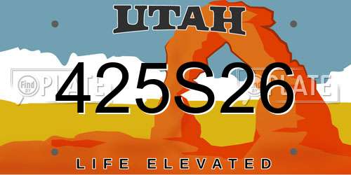 425S26 Utah License Plate