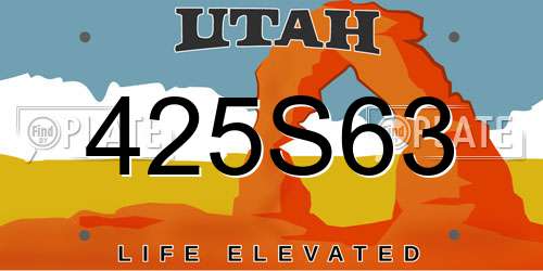 425S63 Utah License Plate