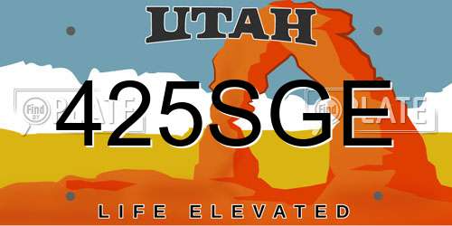 425SGE Utah License Plate