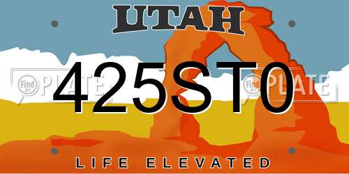425ST0 Utah License Plate