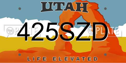 425SZD Utah License Plate