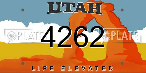 4262 Utah License Plate