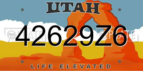 42629Z6 Utah License Plate