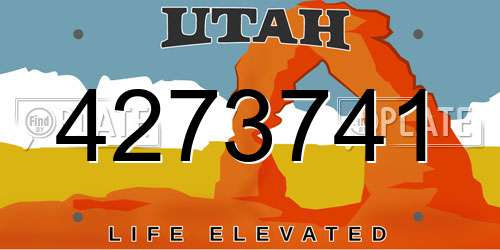 4273741 Utah License Plate