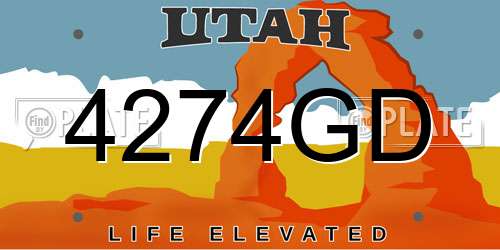 4274GD Utah License Plate