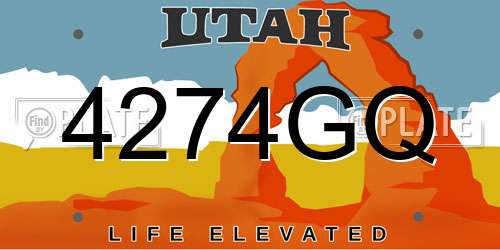 4274GQ Utah License Plate