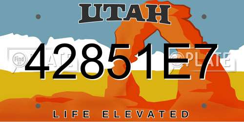 42851E7 Utah License Plate