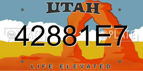 42881E7 Utah License Plate