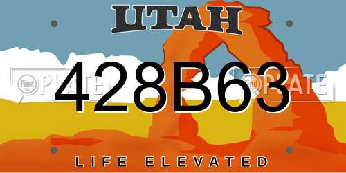 428B63 Utah License Plate