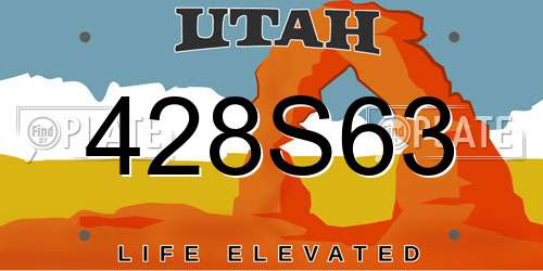 428S63 Utah License Plate