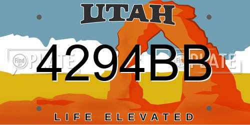 4294BB Utah License Plate