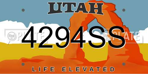 4294SS Utah License Plate