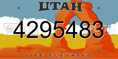 4295483 Utah License Plate