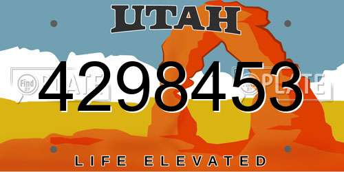 4298453 Utah License Plate