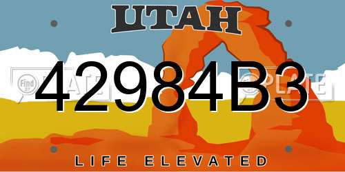 42984B3 Utah License Plate