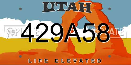 429A58 Utah License Plate
