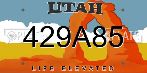 429A85 Utah License Plate