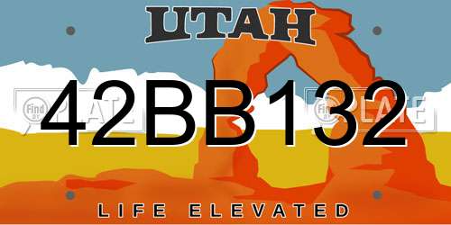 42BB132 Utah License Plate