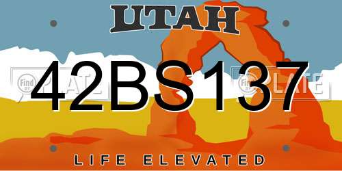 42BS137 Utah License Plate