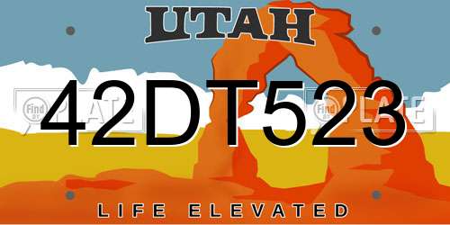 42DT523 Utah License Plate