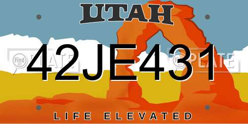 42JE431 Utah License Plate