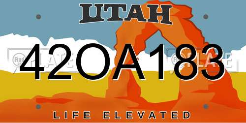 42OA183 Utah License Plate