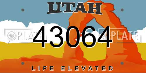 43064 Utah License Plate