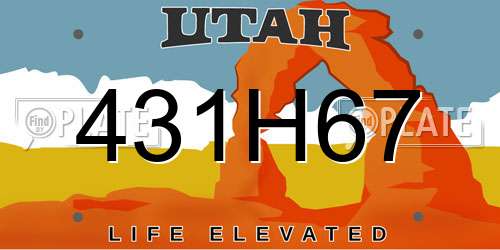 431H67 Utah License Plate