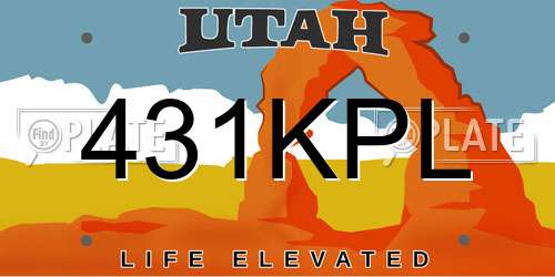 431KPL Utah License Plate