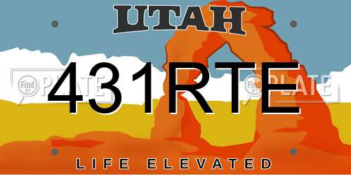 431RTE Utah License Plate