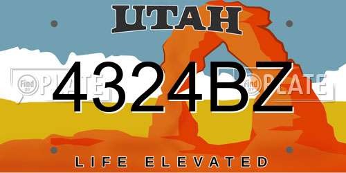 4324BZ Utah License Plate