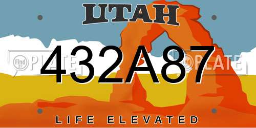 432A87 Utah License Plate