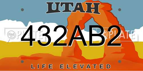 432AB2 Utah License Plate