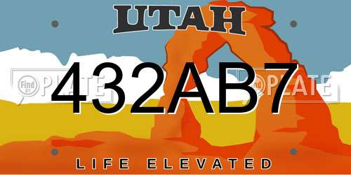 432AB7 Utah License Plate