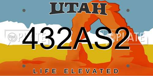 432AS2 Utah License Plate