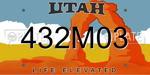 432M03 Utah License Plate